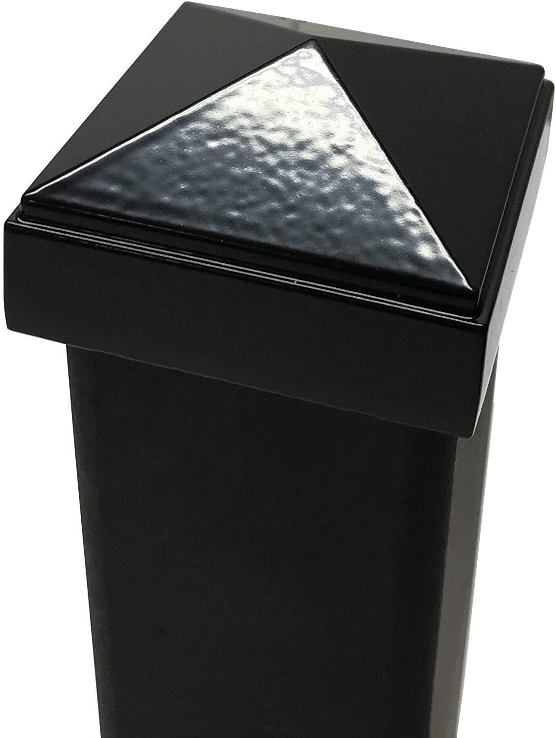 Tapa de Poste Piramidal de Aluminio de 4" x 4" para Postes de Metal - Ajuste a Presión - Negro
