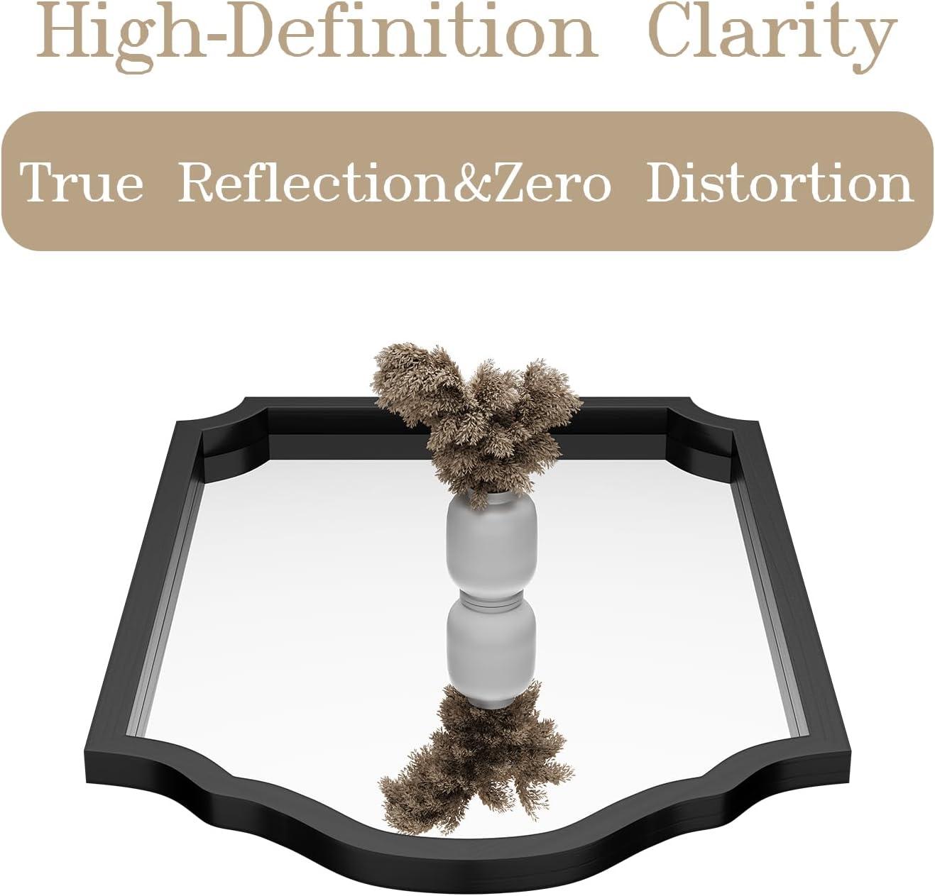 Funtouch Irregular Wall Mirrors 24"x 36" Cloud Shaped Mirrors for Bathroom, Aluminum Alloy Frame Black