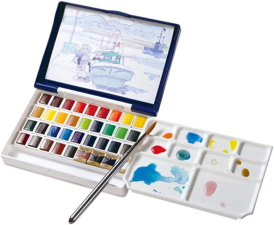 Holbein Artists' Watercolor Half Pans - Set of 36, Assorted Colors