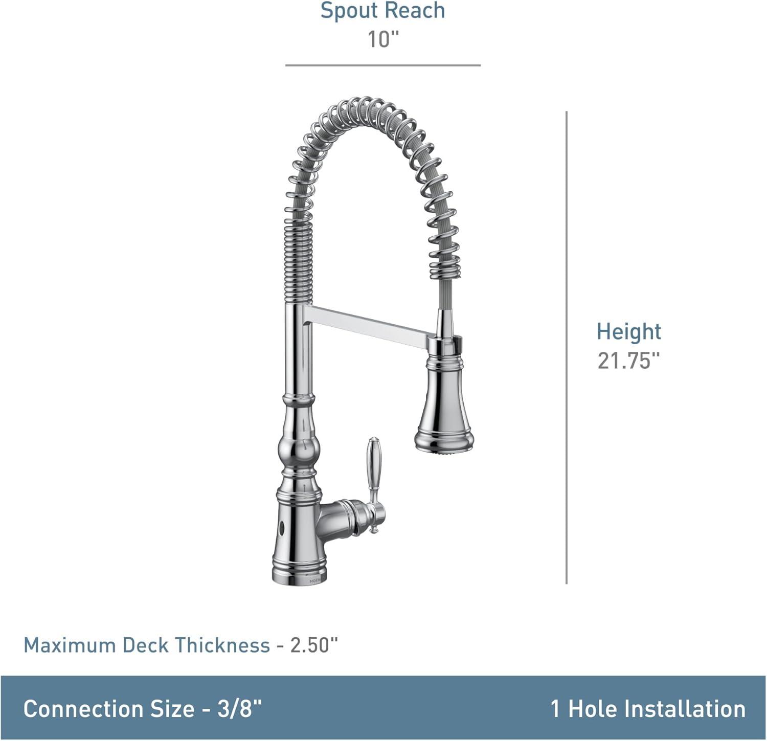 Moen Weymouth MotionSense Wave Single Handle Pre-Rinse Spring Pulldown Kitchen Faucet