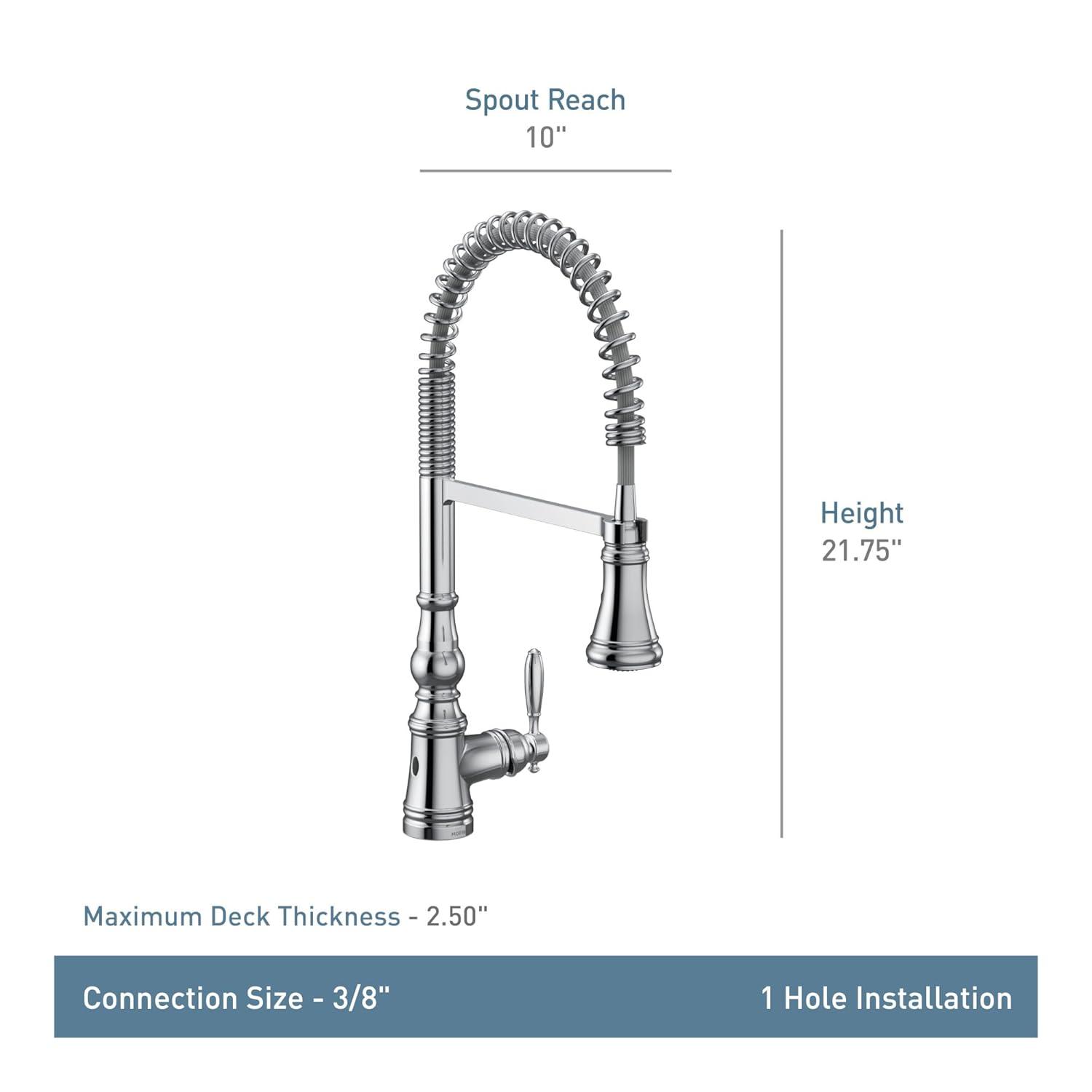 Moen Weymouth MotionSense Wave Single Handle Pre-Rinse Spring Pulldown Kitchen Faucet