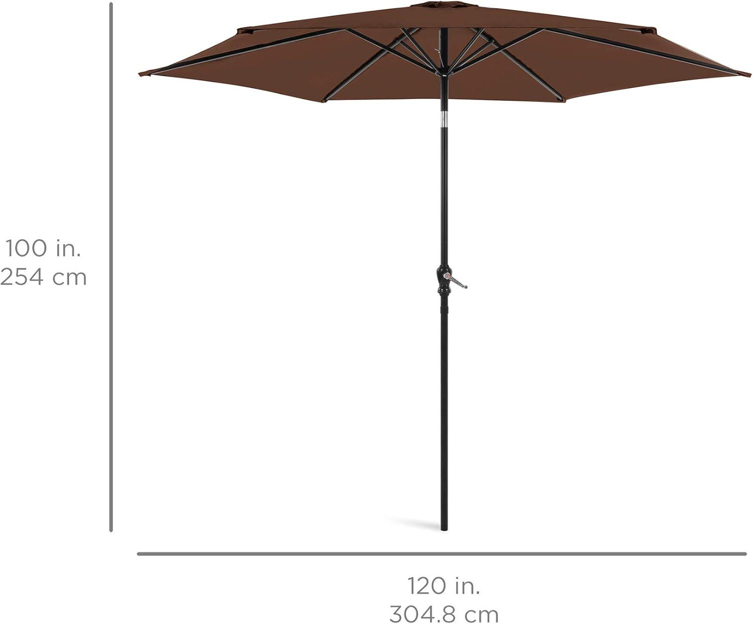 Best Choice Products 10ft Outdoor Steel Market Patio Umbrella w/ Crank, Tilt Push Button, 6 Ribs - Brown