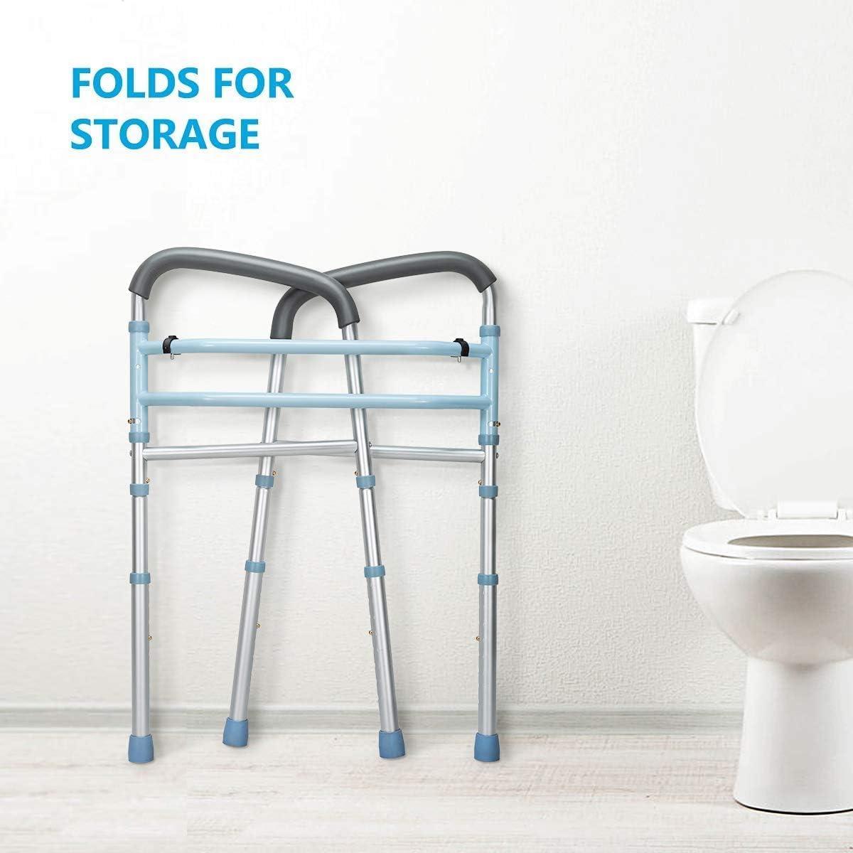 Oasisspace Stand Alone Toilet Safety Rail - Heavy Duty Medical Toilet Safety Frame for Elderly, Handicap and Disabled - Adjustable Bathroom Toilet Handrails, Fit Any Toilet