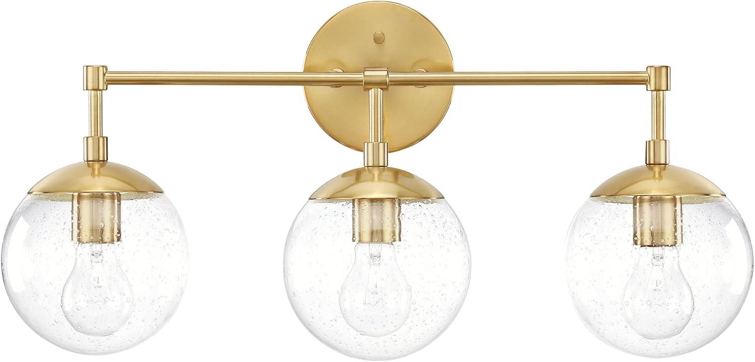 Gracelyn 24" Satin Gold 3-Light Vanity with Seedy Glass Globe Shades