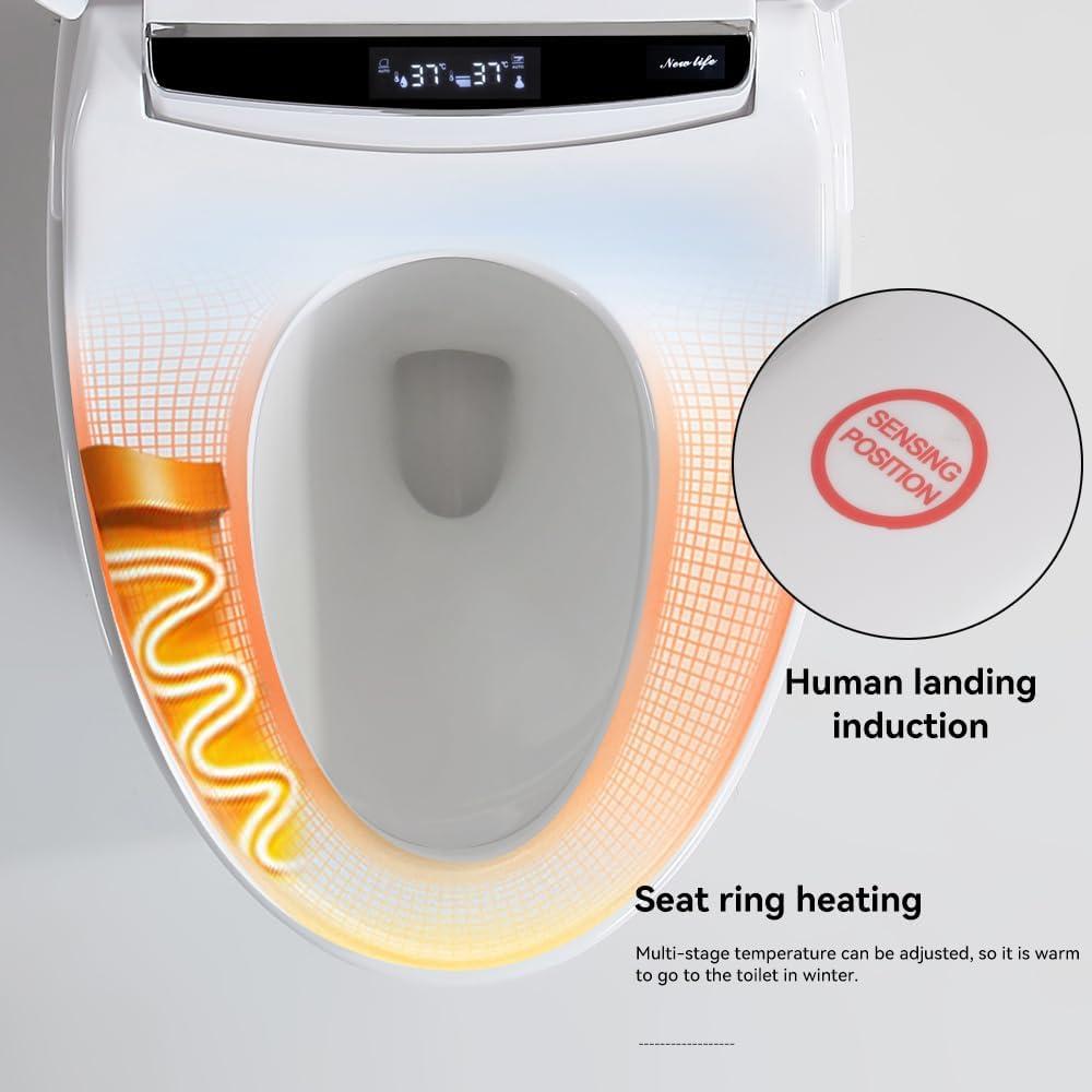 White High Efficiency Smart Toilet with Heated Bidet Seat