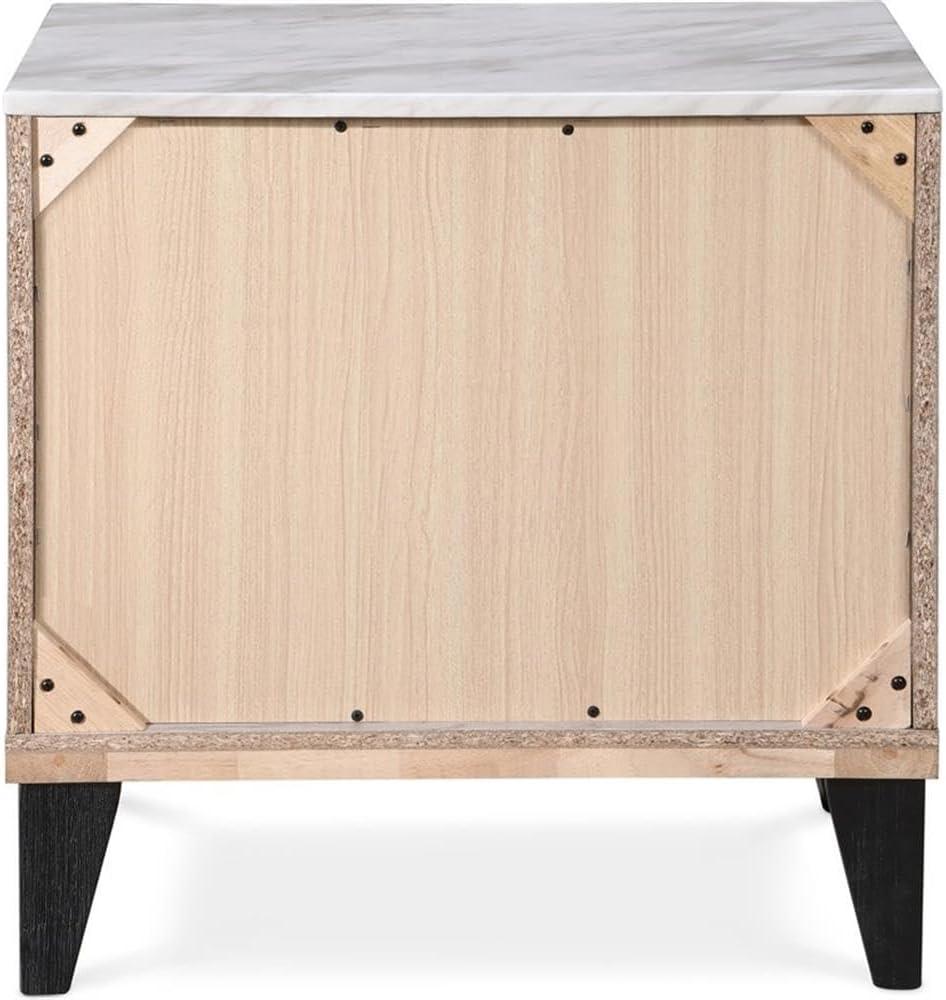 Adore Decor Micah Modern Square Nightstand End Table with 2 Drawers, Beige