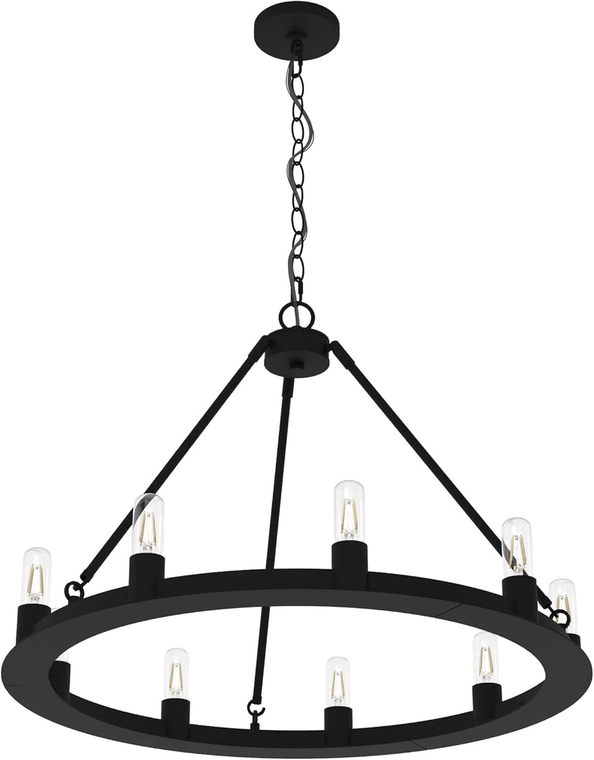 Hunter 30 inch Saddlewood Natural Iron 9 Light Chandelier Ceiling Light Fixture