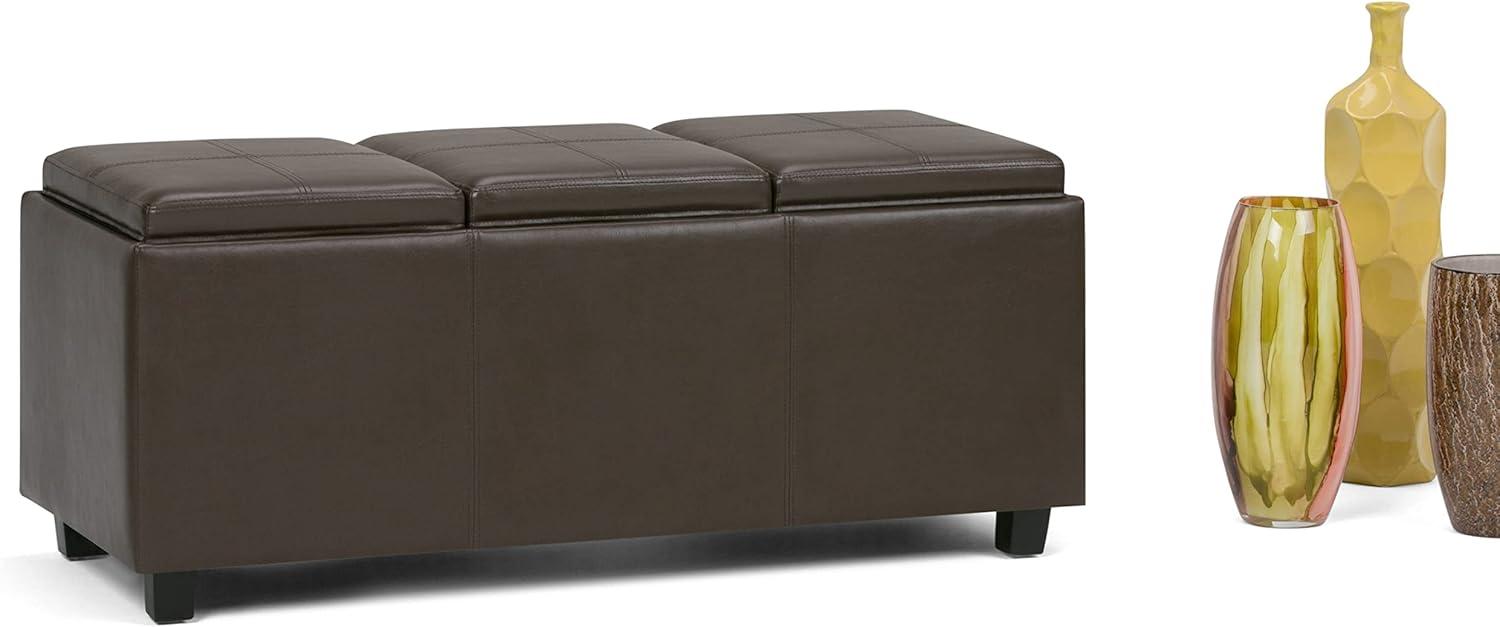 Chocolate Brown Faux Leather Backless Storage Ottoman Bench