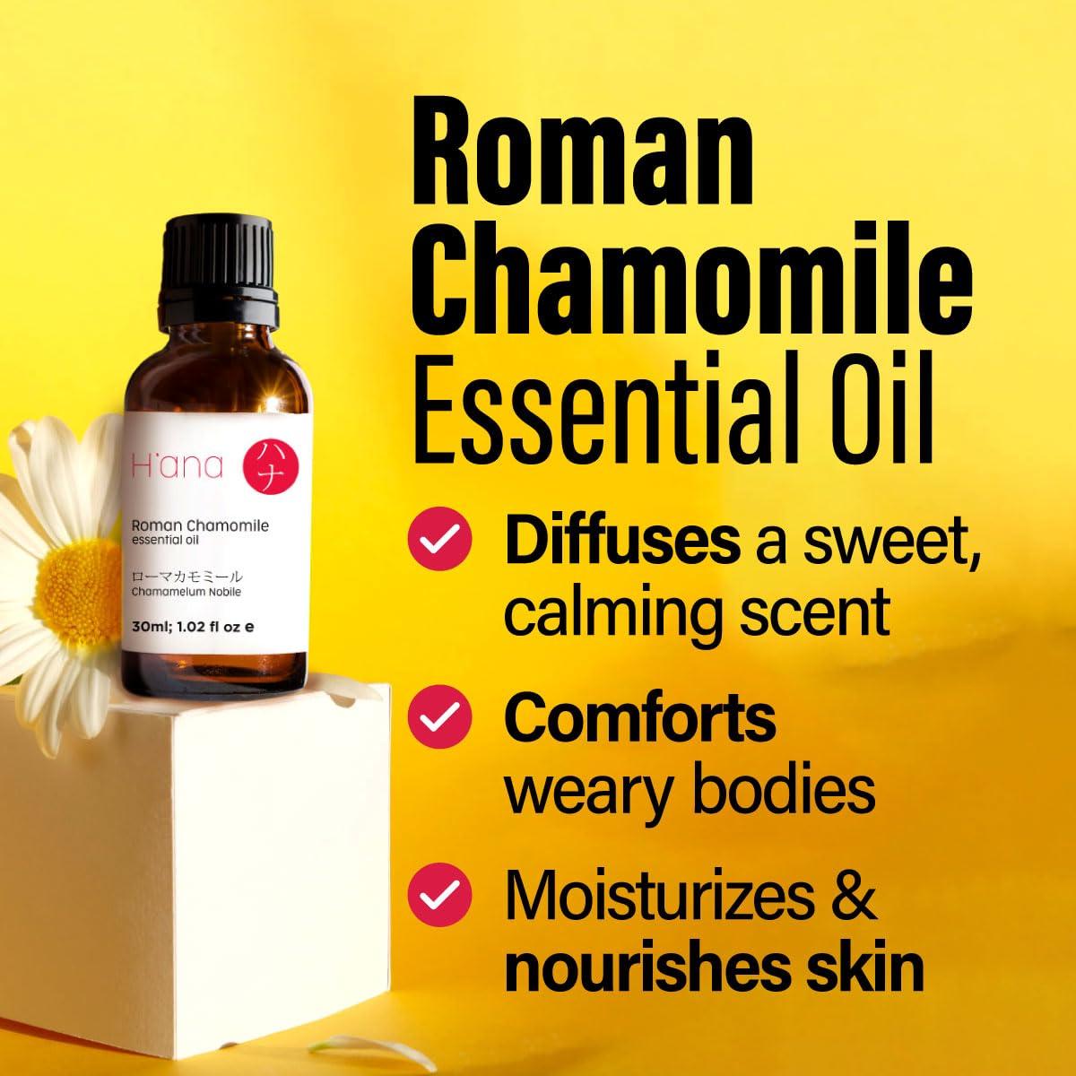 Gya Labs Roman Chamomile Essential Oil for Diffuser, Face & Skin, Roman Chamomile Oils for Aromatherapy - 0.34 fl oz