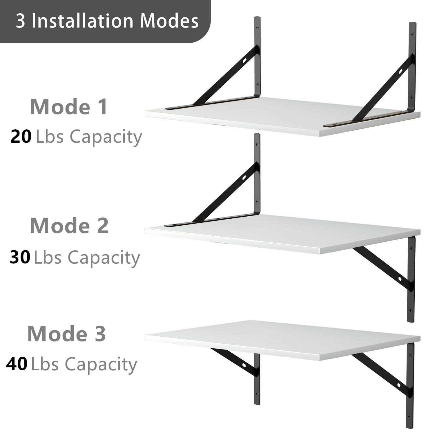 Rebrilliant Deep Floating Wall Shelves - 4 Sets Of 12 Inch Wide Wood Shelves For Bathroom, Bedroom, Kitchen, Living Room