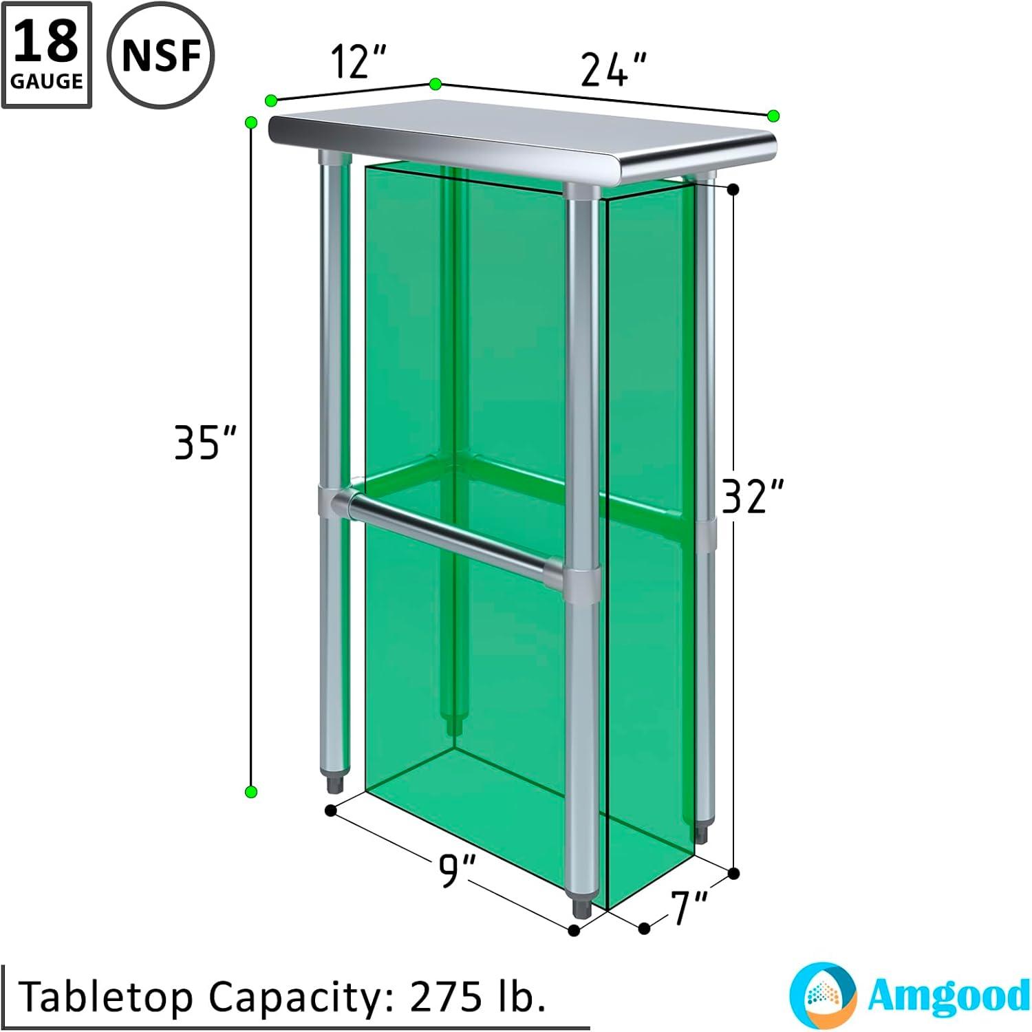 Amgood Stainless Steel Open Base Work Table