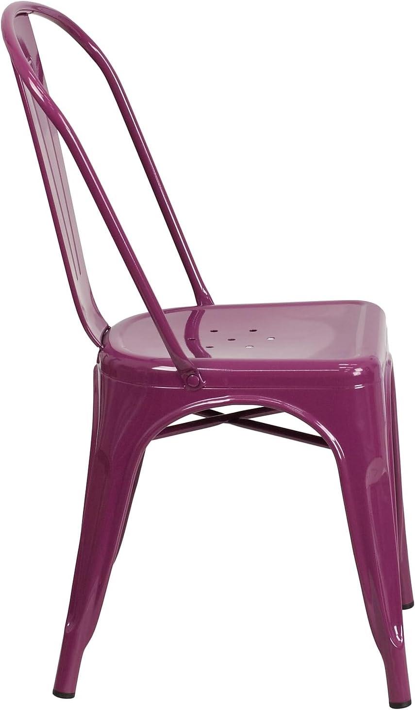 Flash Furniture Commercial Grade Purple Metal Indoor-Outdoor Stackable Chair