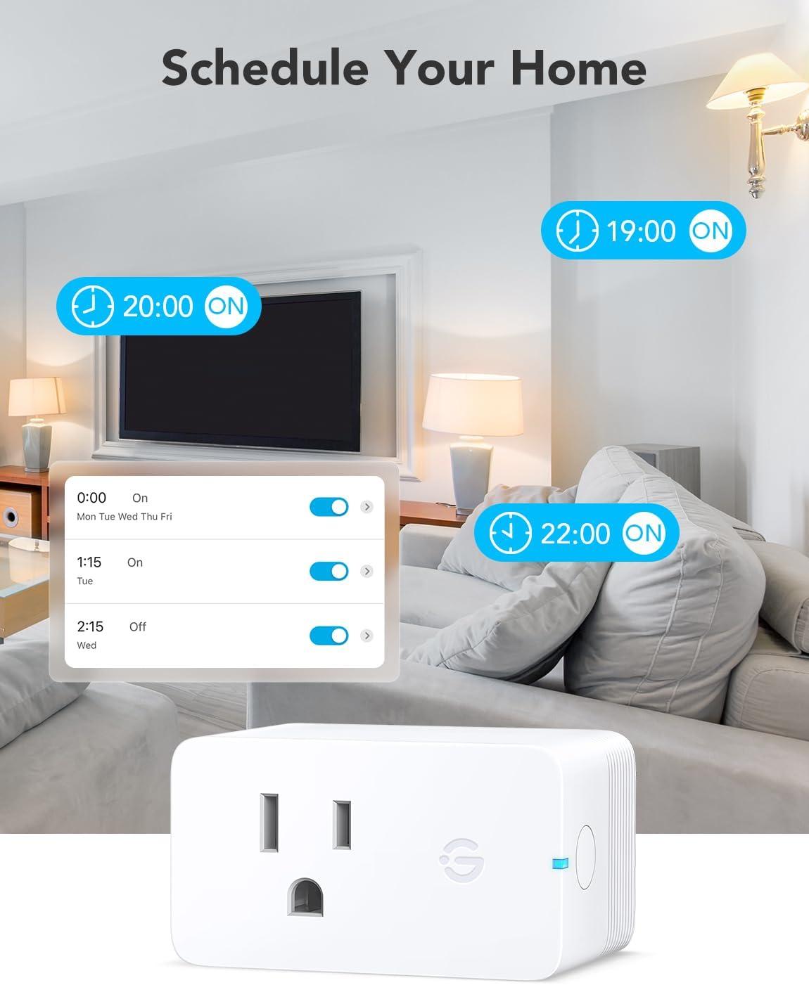 Govee Smart Plug with Energy Monitoring, WiFi Bluetooth Plug Work with Alexa and Google Assistant, 15A Smart Outlets with Timer & Group Controller, No Hub Required, ETL&FCC Certified for Home, 1 Pack