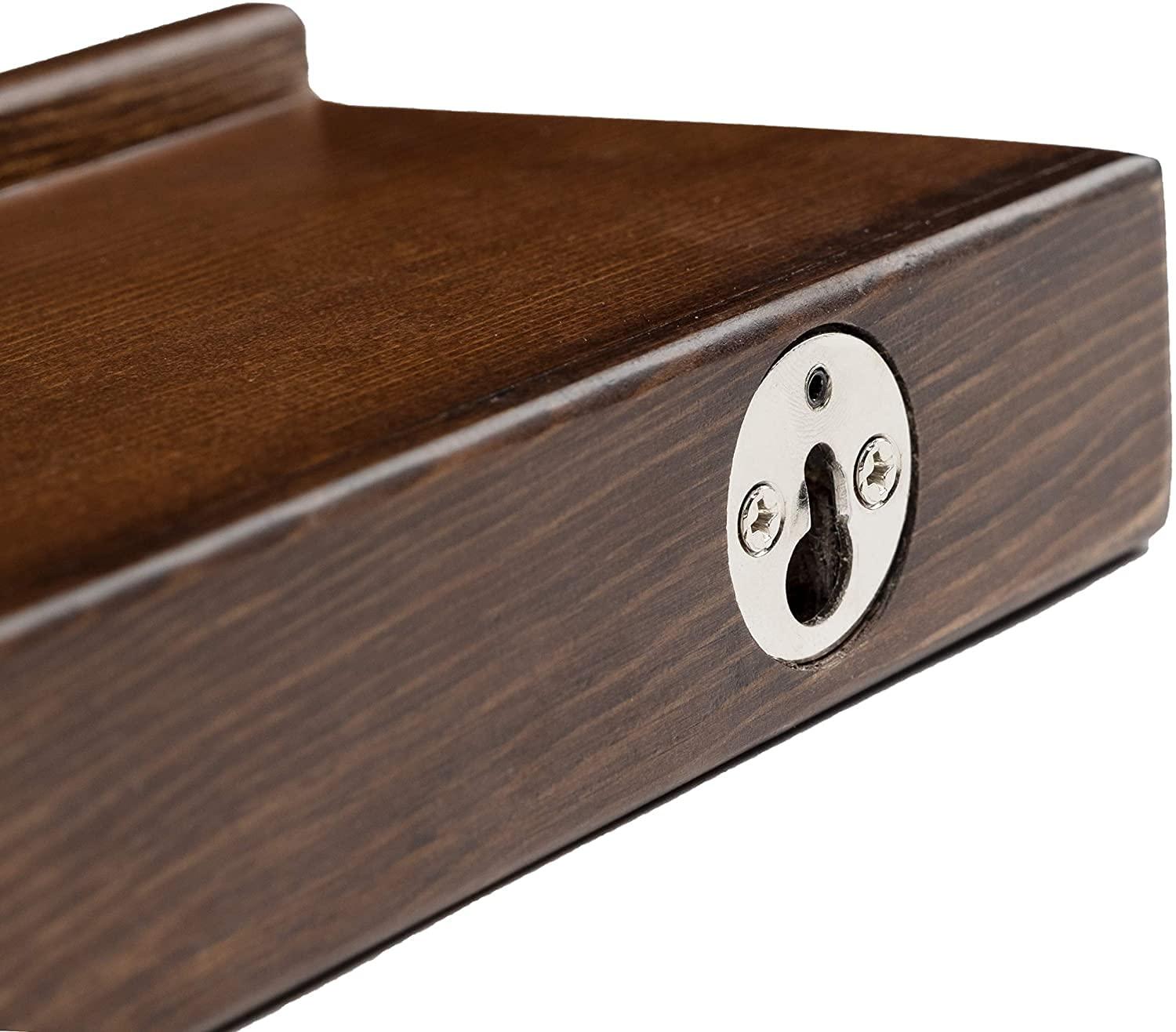 Rustic State Smith Wall Mounted Wood Floating Wine Bottle Rack with Glassware Holder Stemware Shelf Storage Organizer - Home, Kitchen, Dining Room Bar Décor - Walnut