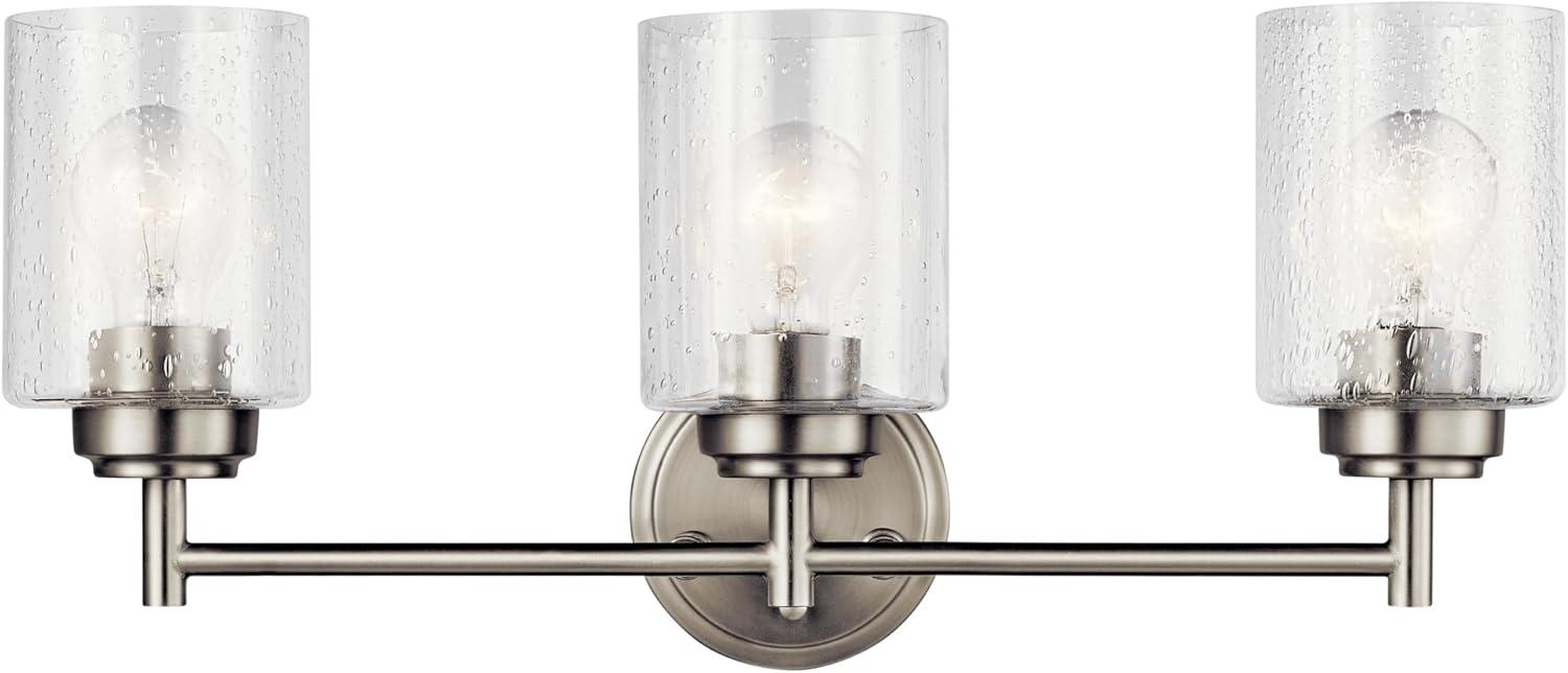 Kichler Winslow 21.5" 3 Light Brushed Nickel Vanity Light with Clear Seeded Glass Shades