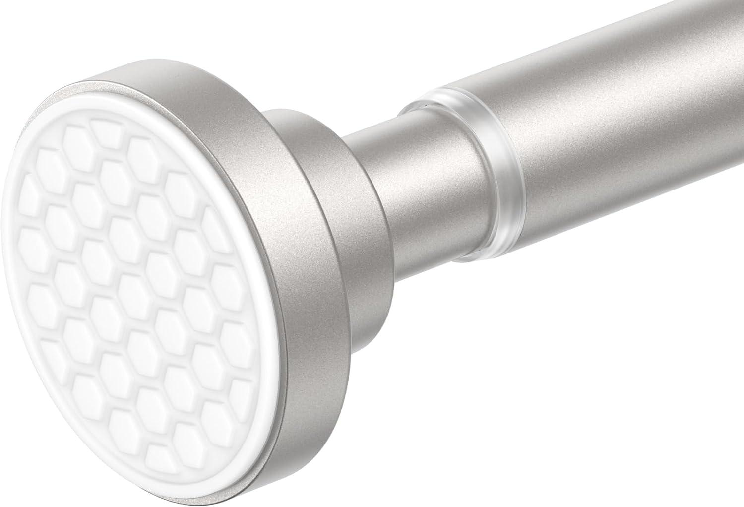 AIZESI Brushed Nickel Shower Curtain Rod, Adjustable 41-75 Inch Tension Shower Curtain Rod, 1" Diameter Shower Rod No Drilling, Anti-Slip, Premium Stainless Steel Anti-Rust