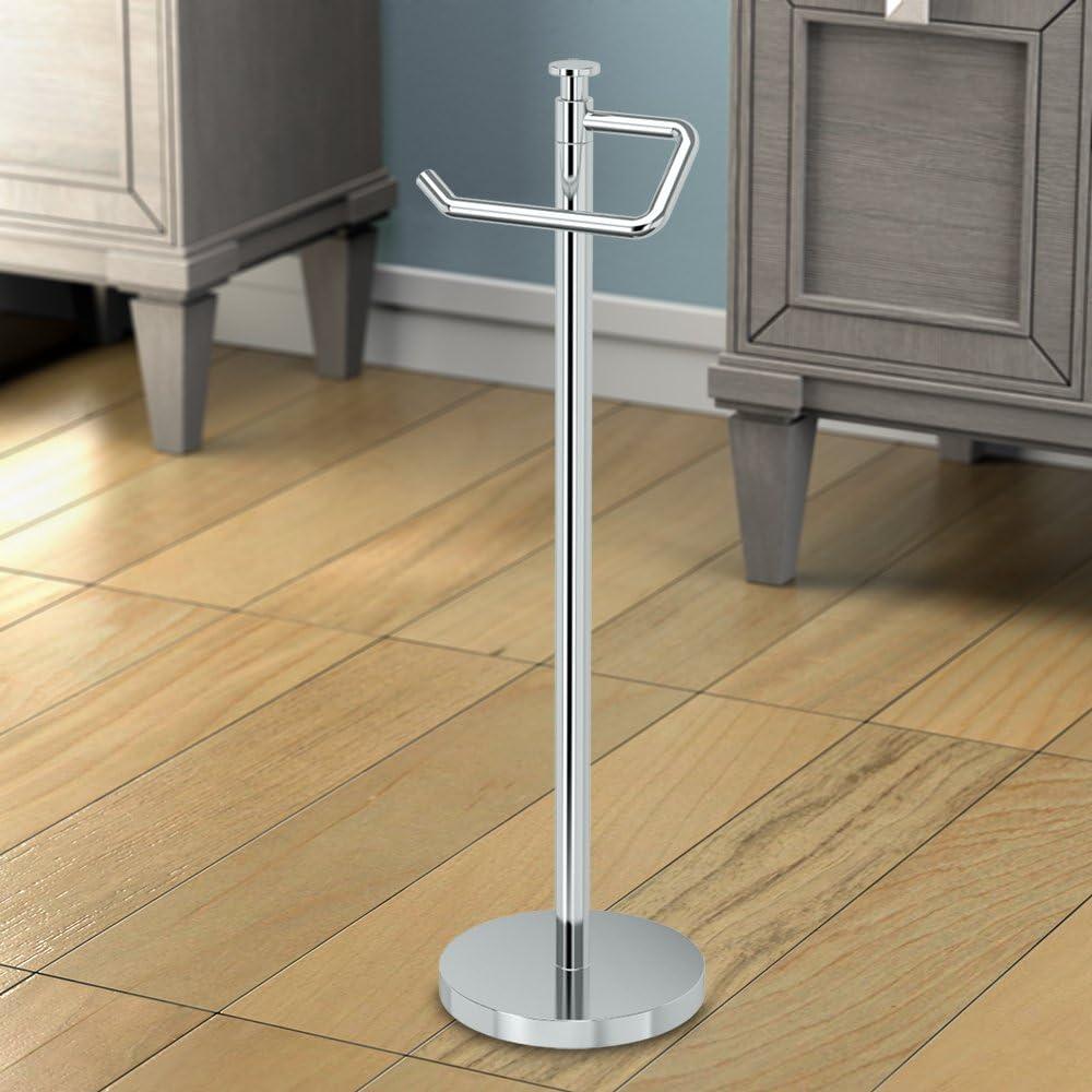 Chrome Freestanding Toilet Paper Holder with Weighted Base