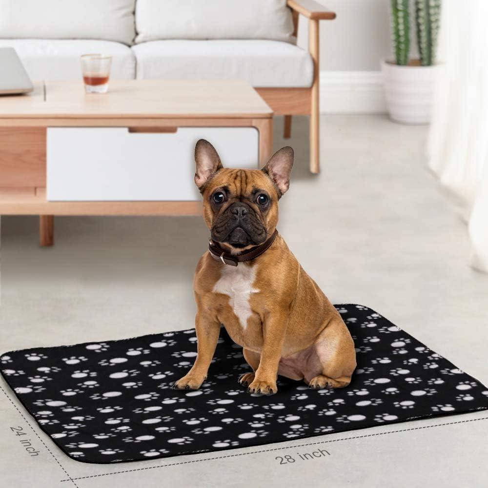 Reversible Fleece Paw Print Pet Blankets, 24x28 Inches, 6 Pack