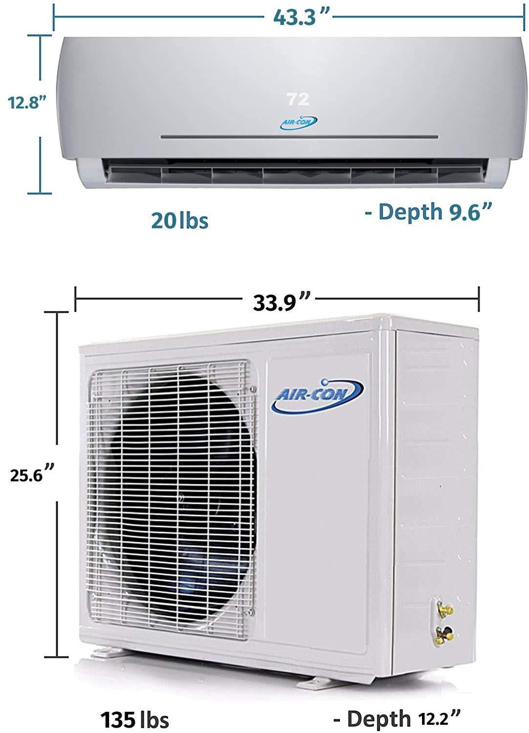 24000 BTU Ductless Air Conditioner Mini Split AC/Heating System Heat Pump 20.50 SEER