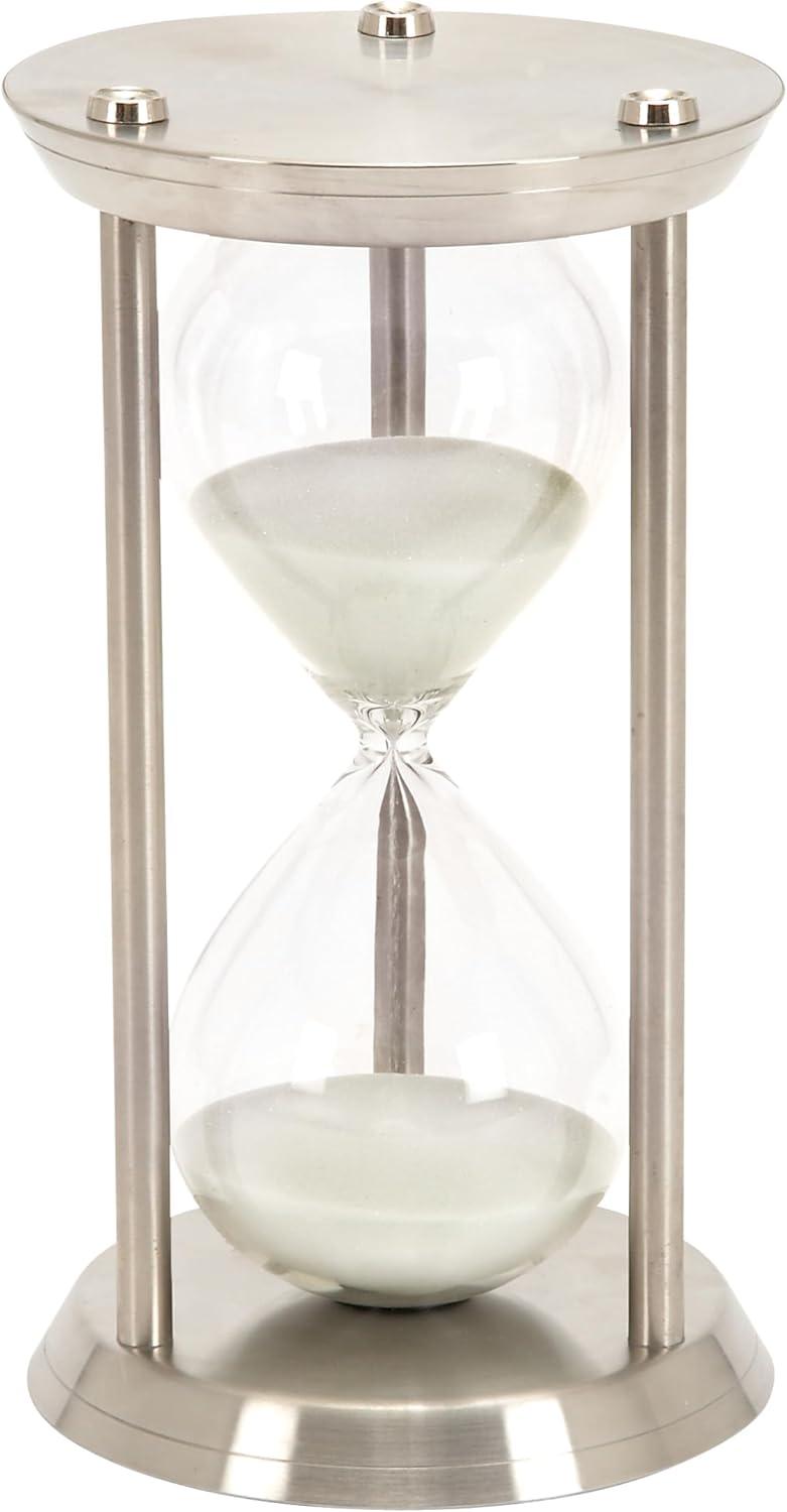 Elegant Silver Metal and Glass 12" Hourglass Sand Timer