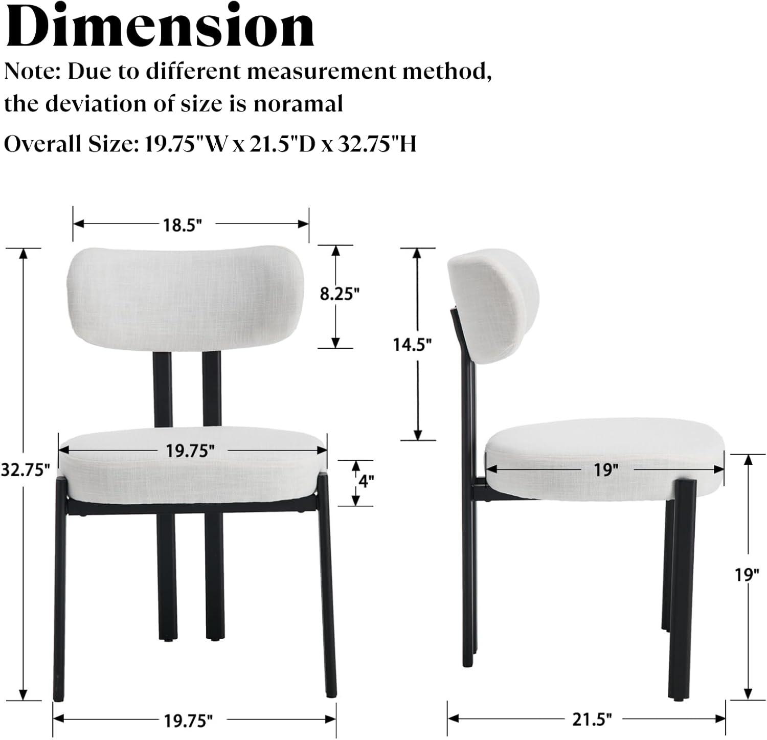 CONCETTA Dining Chairs Set of 4, Kitchen Chairs with Curved Backrest & Metal Legs, Mid Century Modern Round Dining Room Chairs for Vanity, Living Room,Beige