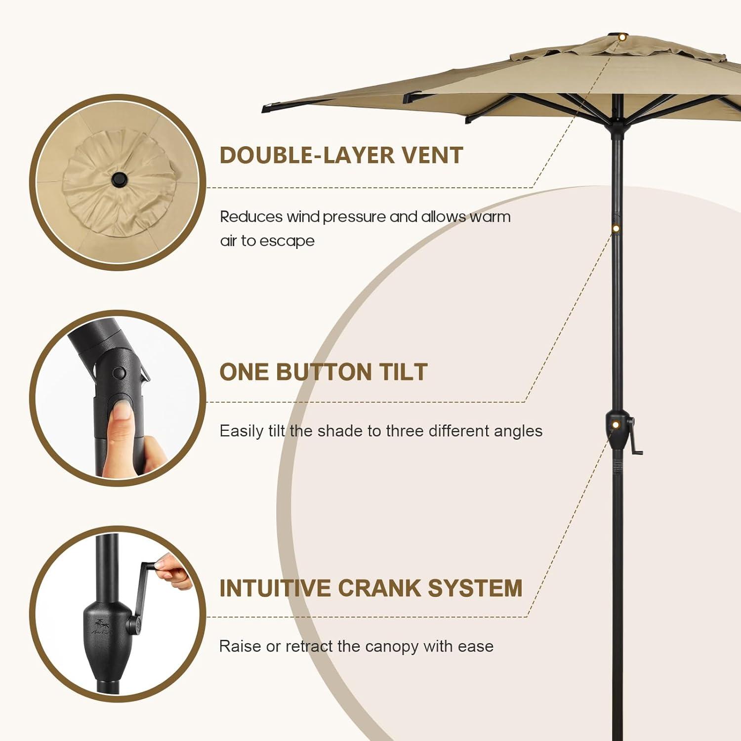 Lyon 90" Market Umbrella with Crank Lift