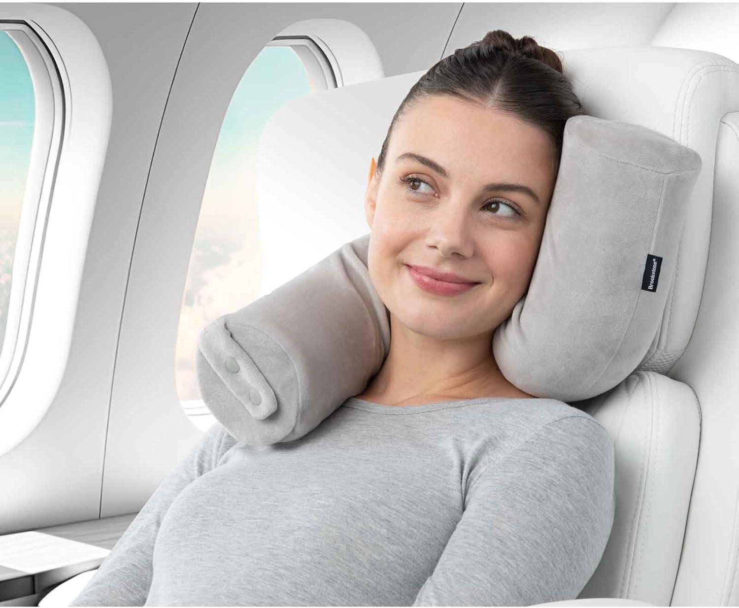 Brookstone Free-Form, Soft and Adjustable Travel Memory Foam Pillow for Neck and Lumbar Support
