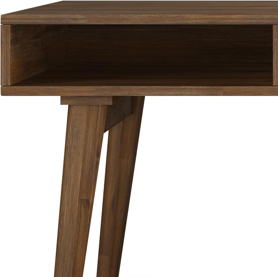 Simpli Home Clarkson Solid Acacia Wood Desk With Side Drawers In Rustic Natural Aged Brown