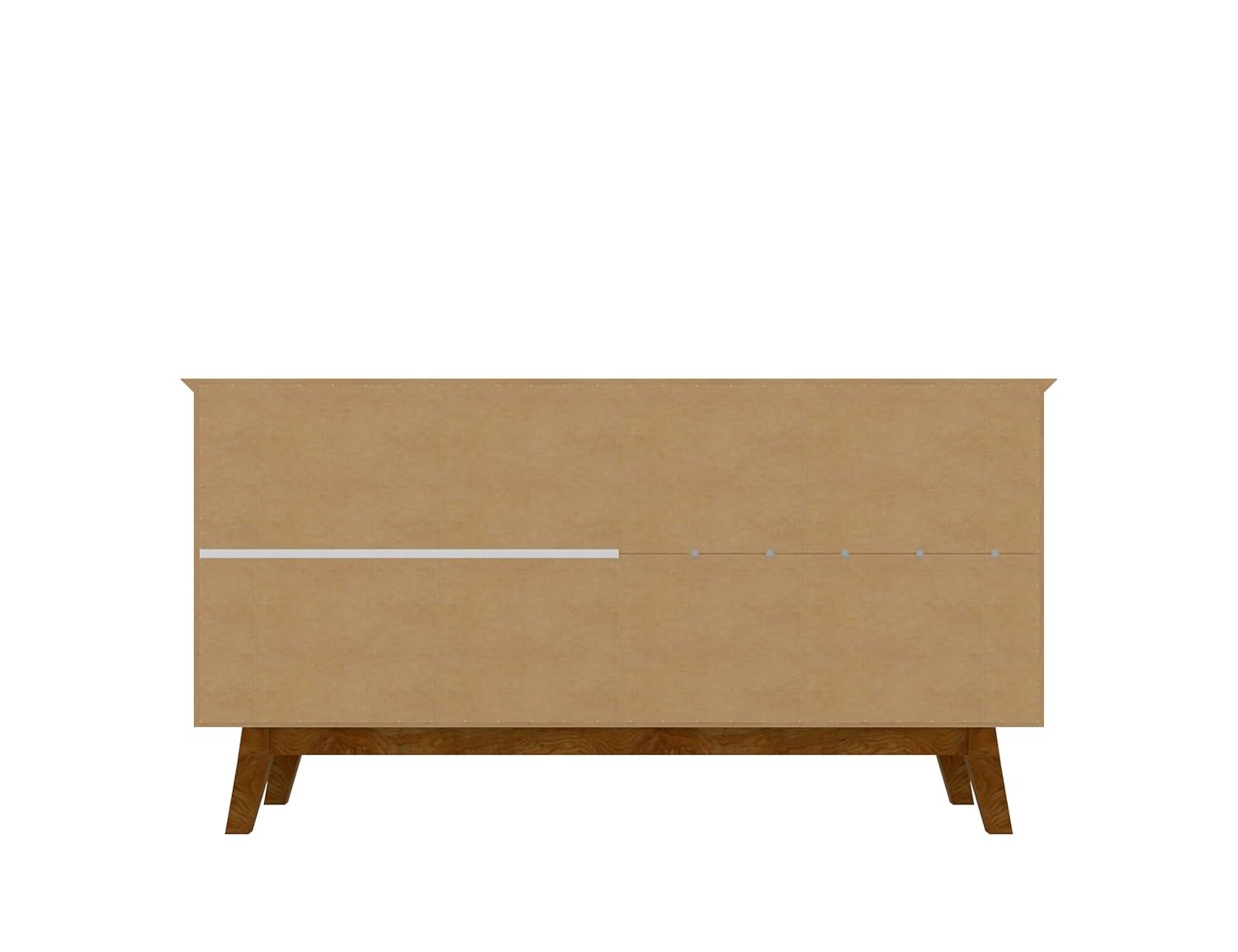 Manhattan Comfort 62.99" Yonkers Sideboard Rustic Brown: Mid-Century Modern, MDF, 4-Door Storage