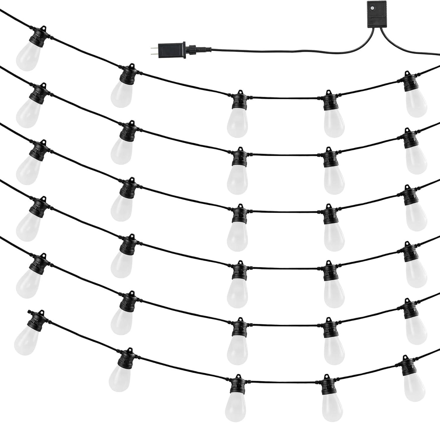 VEVOR RGB Outdoor String Lights, 100FT, Outside Patio Lights with APP Control 30 Bulbs, 15 Single-Color Adjustable Brightness Time Setting, Waterproof Hanging Lights for Halloween Decoration Christmas