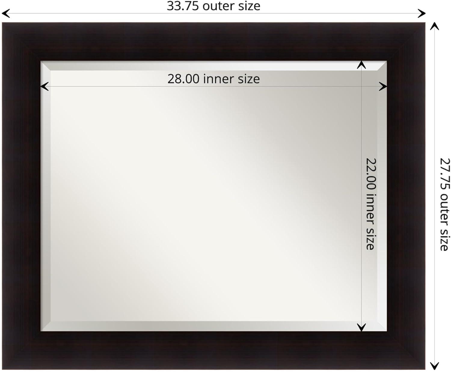 Amanti Art Beveled Wood Bathroom Wall Mirror - Portico Espresso Frame Outer Size: 34 x 28 in