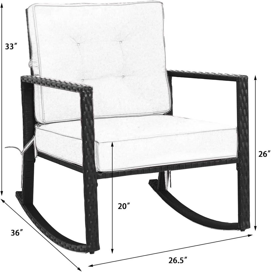 Tangkula Outdoor Wicker Rocking Chair Glider Rattan Rocker Recliner with Cushion