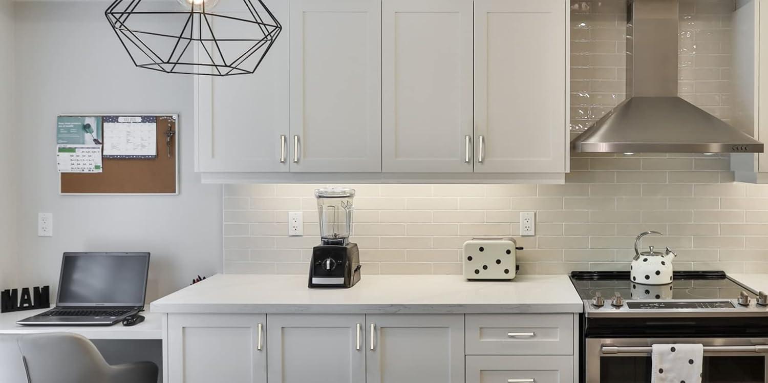 Amerdeco 10 Pack Brushed Satin Nickel Cabinet Pulls - 5 Inch(128MM) Hole Centers Kitchen Handles for Cabinets and Cupboards - ZH0060