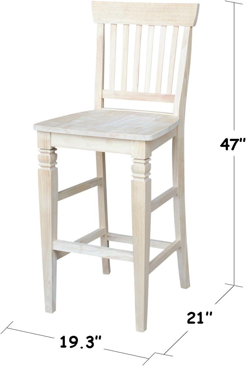 International Concepts Wood Seattle Bar Height Stool - 29.92" Seat Height - Unfinished