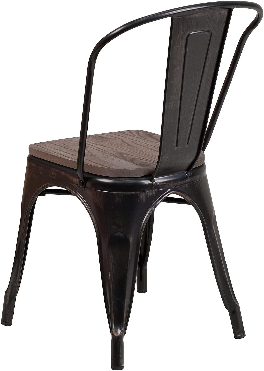 Flash Furniture Metal Stackable Chair with Wood Seat