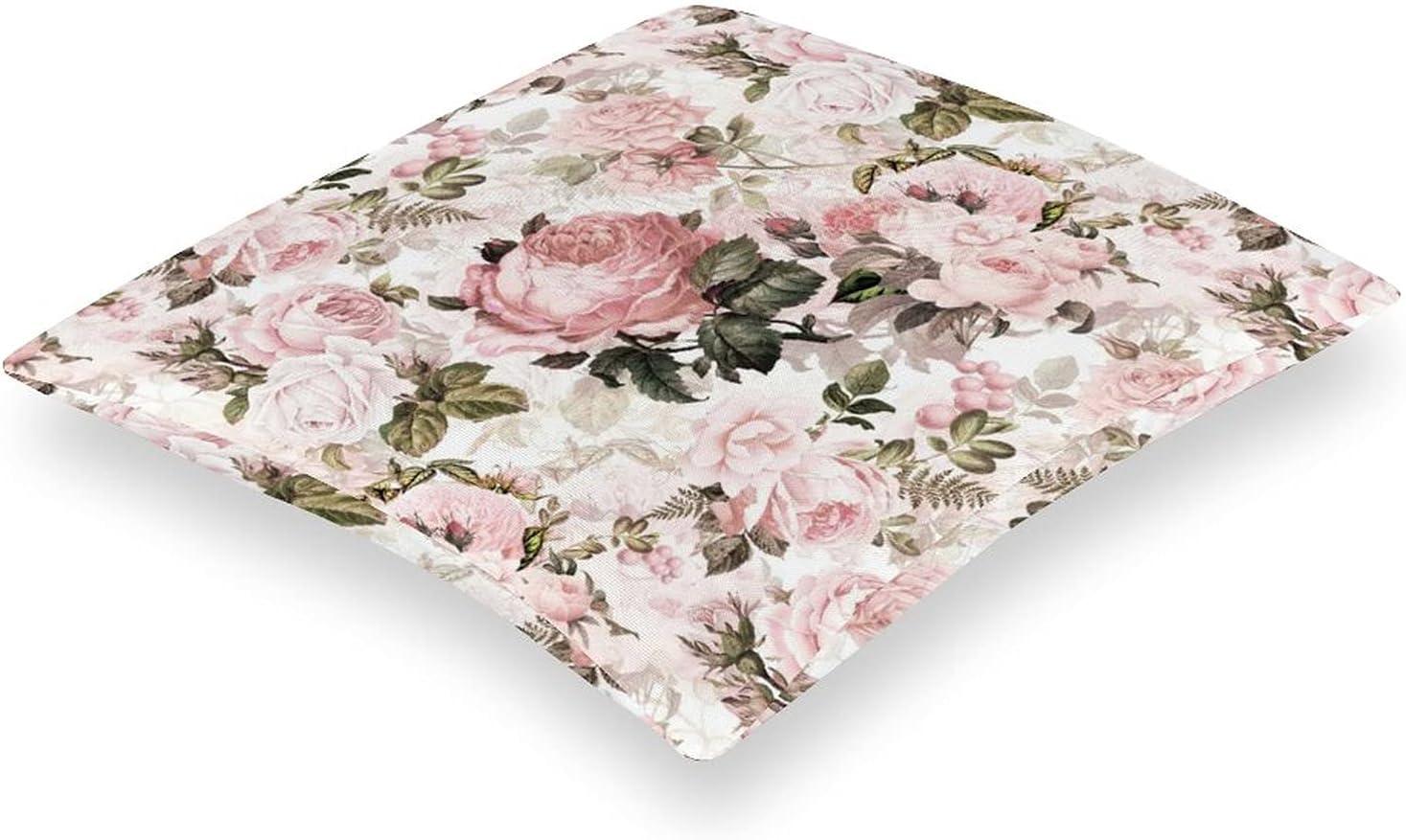 Vintage Floral Plants Throw Pillow Covers,Shabby Chic Pink Rose Velvet Pillowcase Home Decorative Cushion Covers for Sofa Bedroom Car Livingroom Home Decor 18"X18"