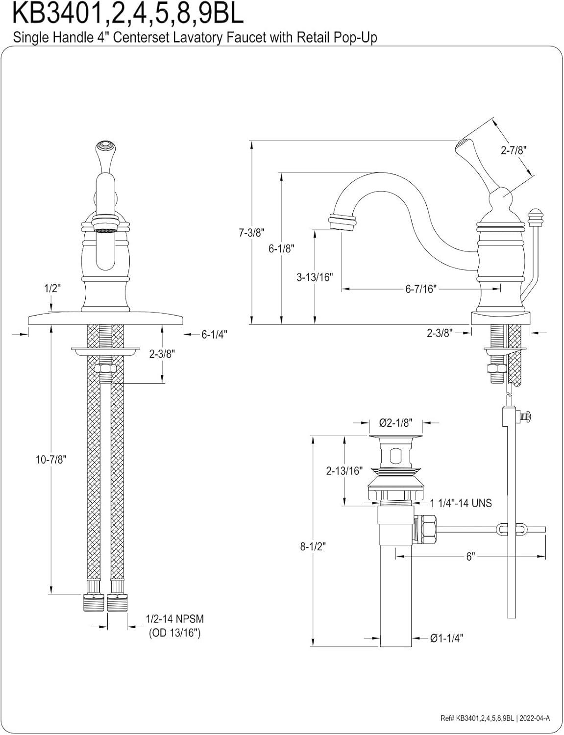 Victorian Single Hole Bathroom Faucet with Drain Assembly