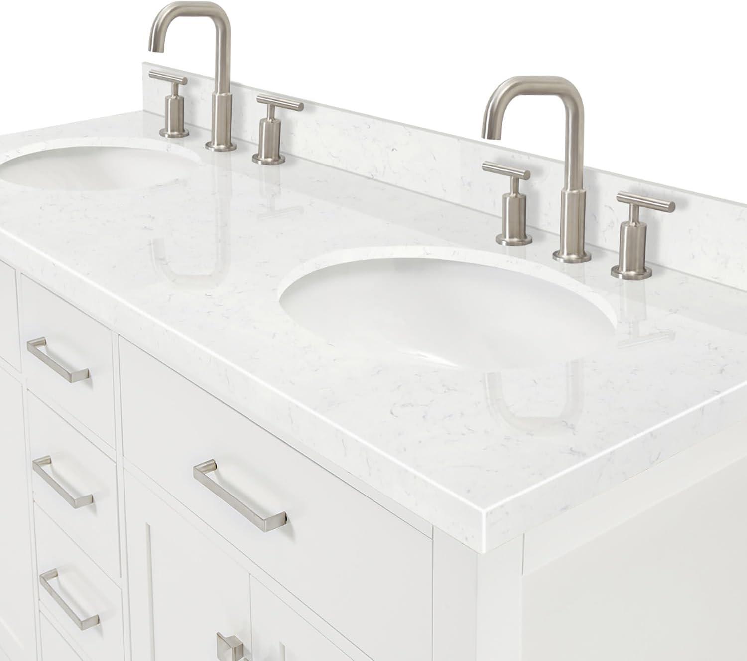 Ariel H060dcqovo Bristol 60" Free Standing Double Basin Vanity Set - White