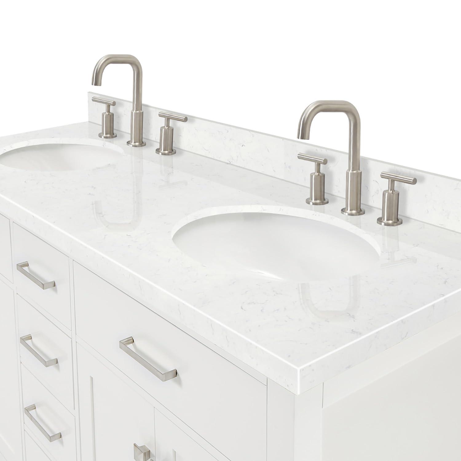 Ariel H060dcqovo Bristol 60" Free Standing Double Basin Vanity Set - White