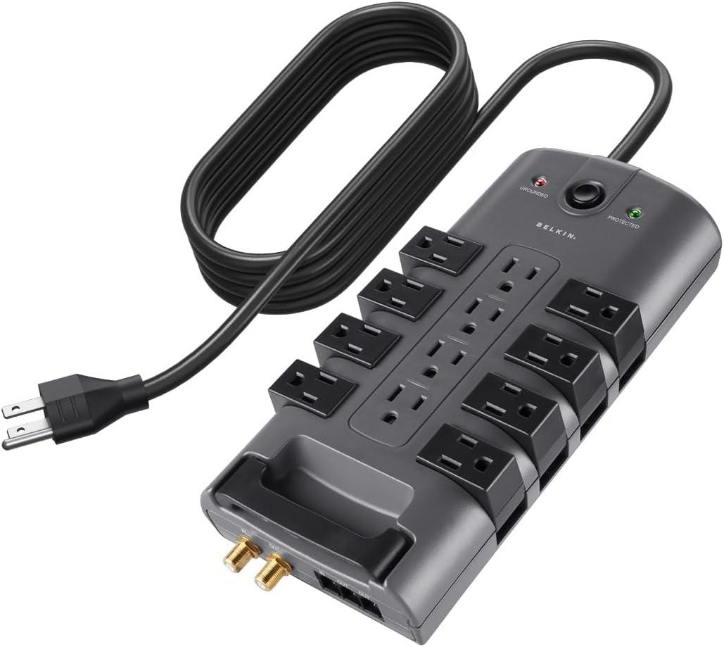 Belkin 12-Outlet Pivot-Plug Surge Protector with 8-Foot Cord, BP112230-08