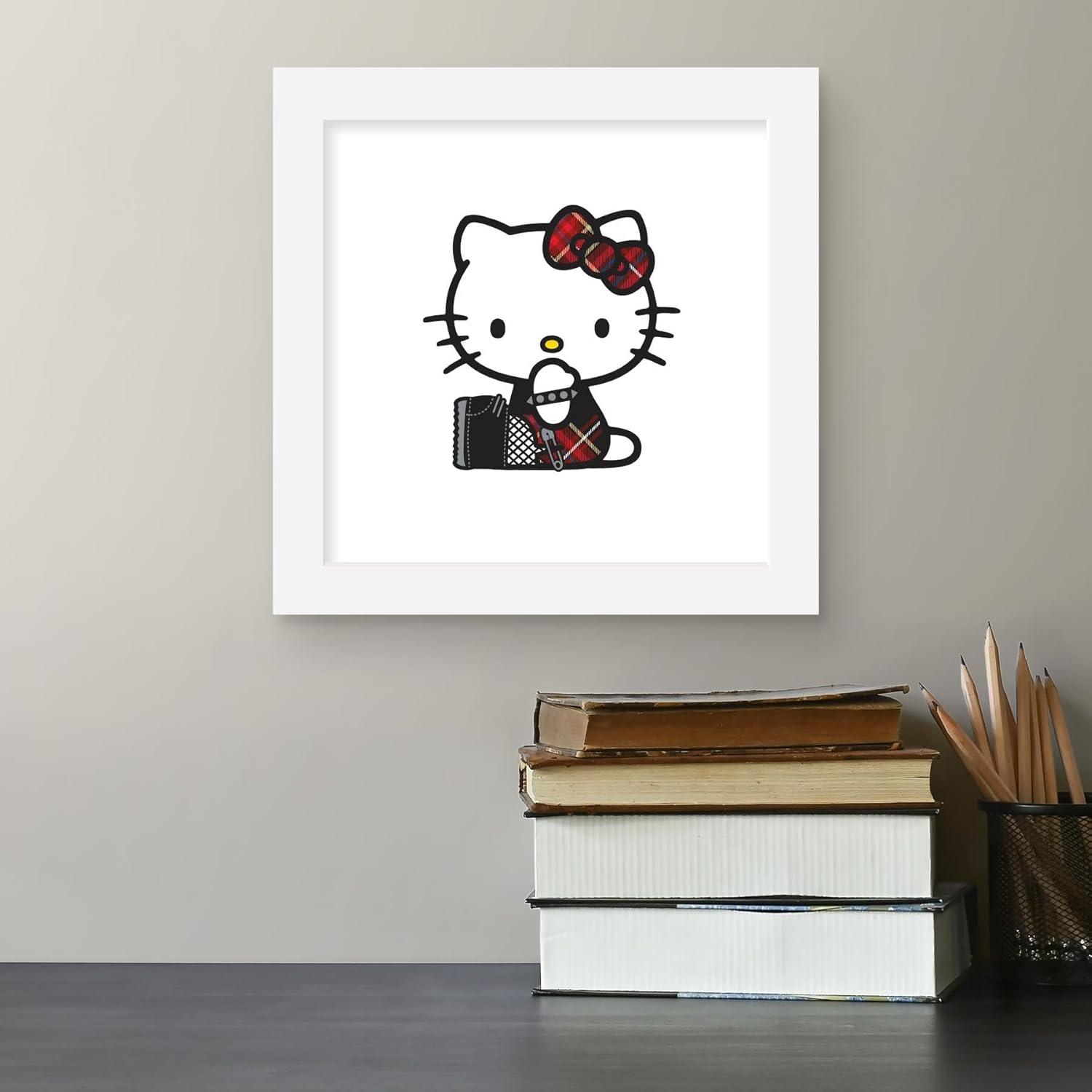 Gallery Pops Sanrio Hello Kitty - Punk Red Wall Art, White Framed Version, 12" x 12"