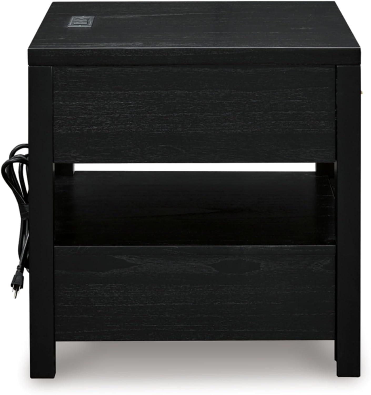 Signature Design by Ashley Winbardi End Table with USB Ports, Black