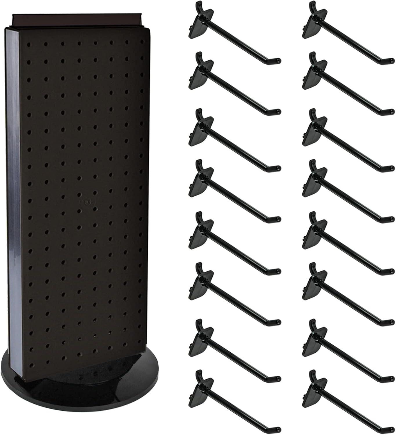 Four-Sided Revolving 4"W x 12"H Pegboard Counter Display w/ 16 2" Hooks