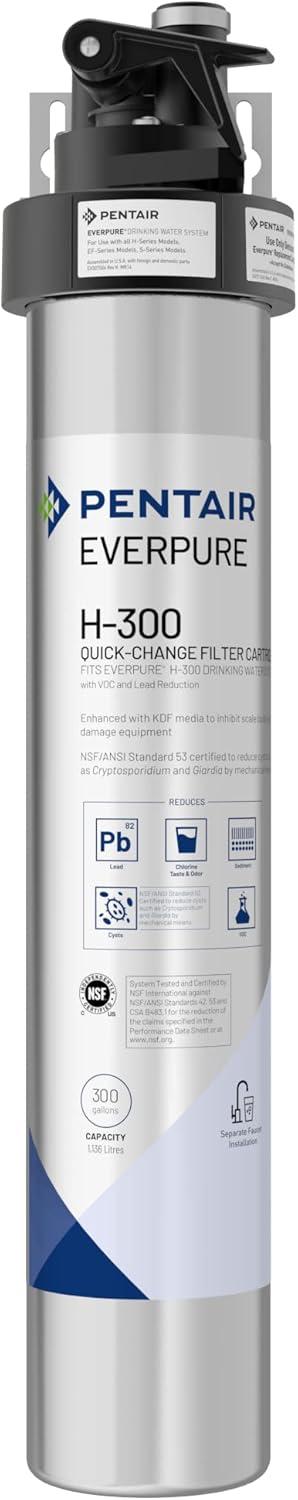 Pentair Everpure H-300 Stainless Steel Under Sink Water Filtration System