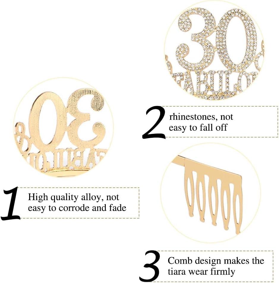 30th Birthday Decorations: Sash, Crown, Tiara for Women - Fabulous 30th Birthday Gifts