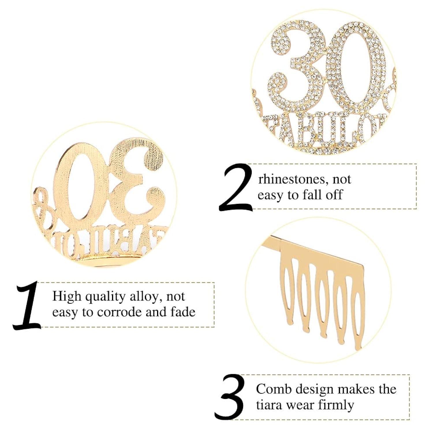 30th Birthday Decorations: Sash, Crown, Tiara for Women - Fabulous 30th Birthday Gifts
