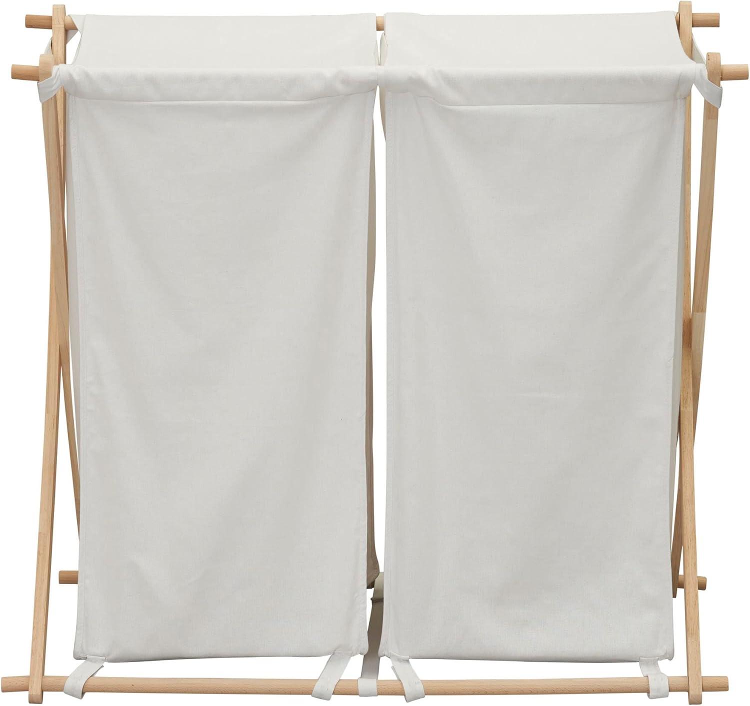 Household Essentials Wood X-Frame Double Sorter White: Removable Liner, 40 lb Capacity, Clothes Drying Rack