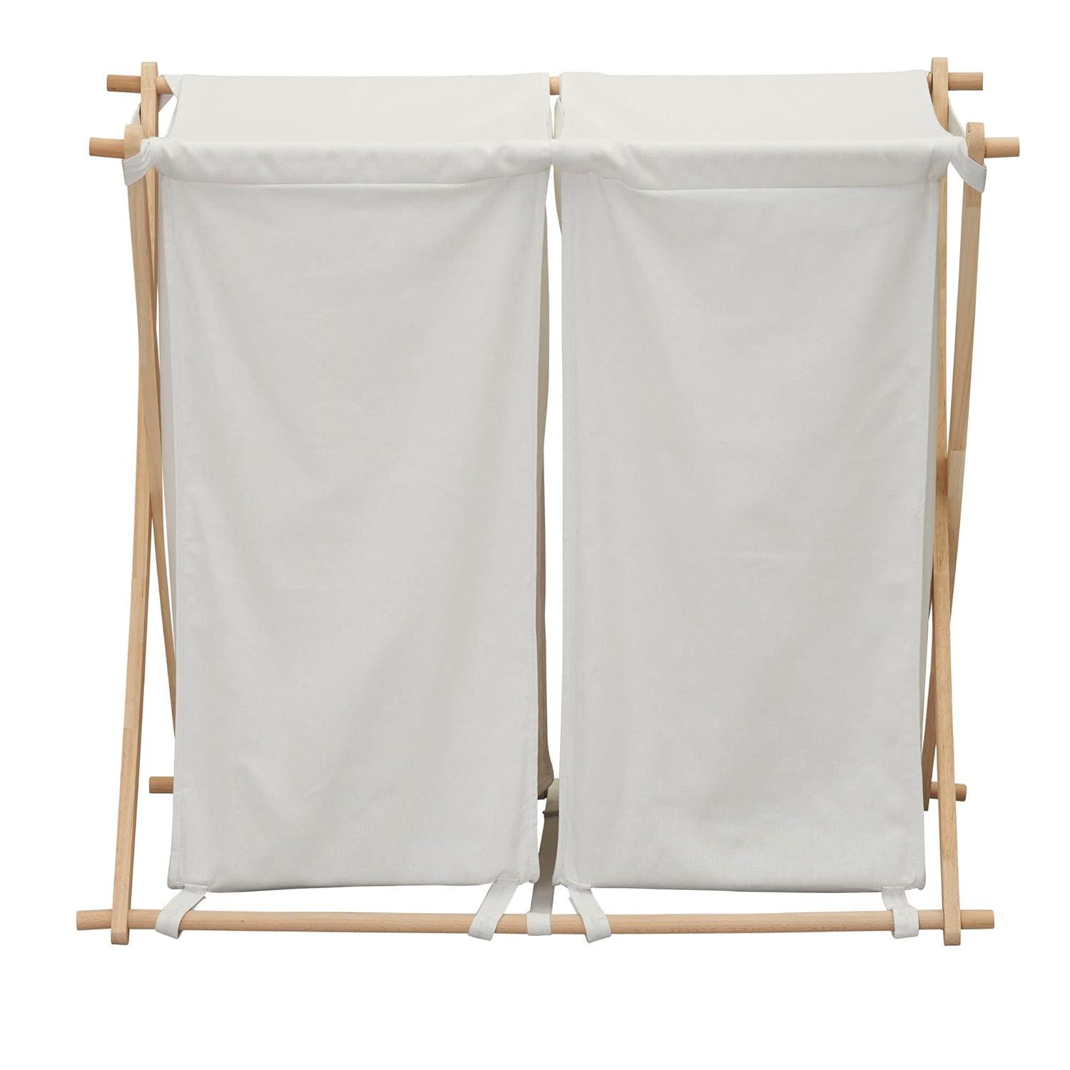 Household Essentials Wood X-Frame Double Sorter White: Removable Liner, 40 lb Capacity, Clothes Drying Rack