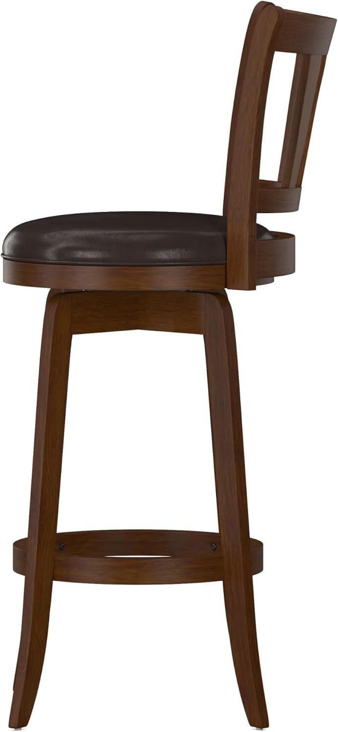 29.5" Presque Isle Swivel Barstool Cherry/Brown - Hillsdale Furniture: Padded High-Back with Footrest