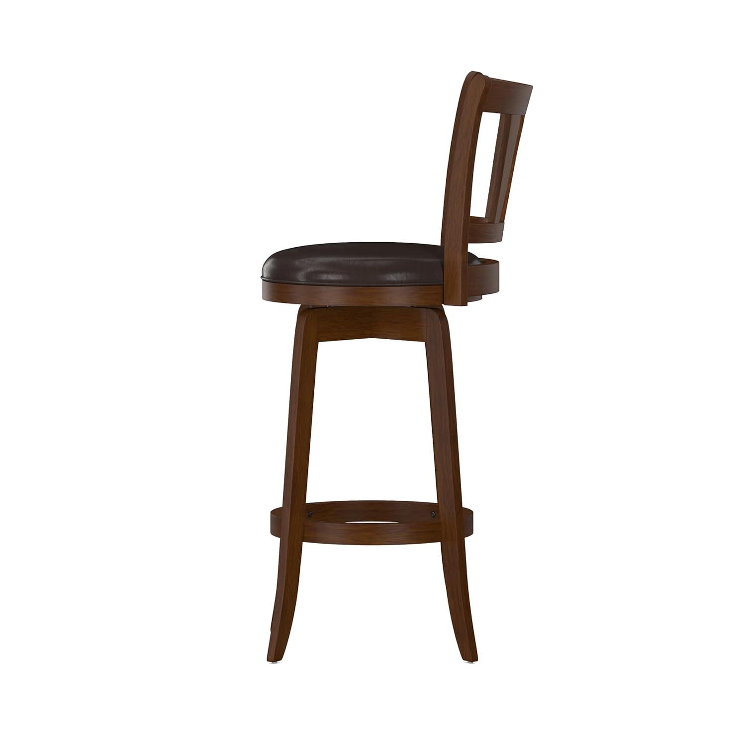 29.5" Presque Isle Swivel Barstool Cherry/Brown - Hillsdale Furniture: Padded High-Back with Footrest